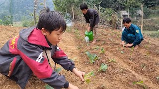 The kind policeman helped the orphan boy garden and planted his first vegetables.