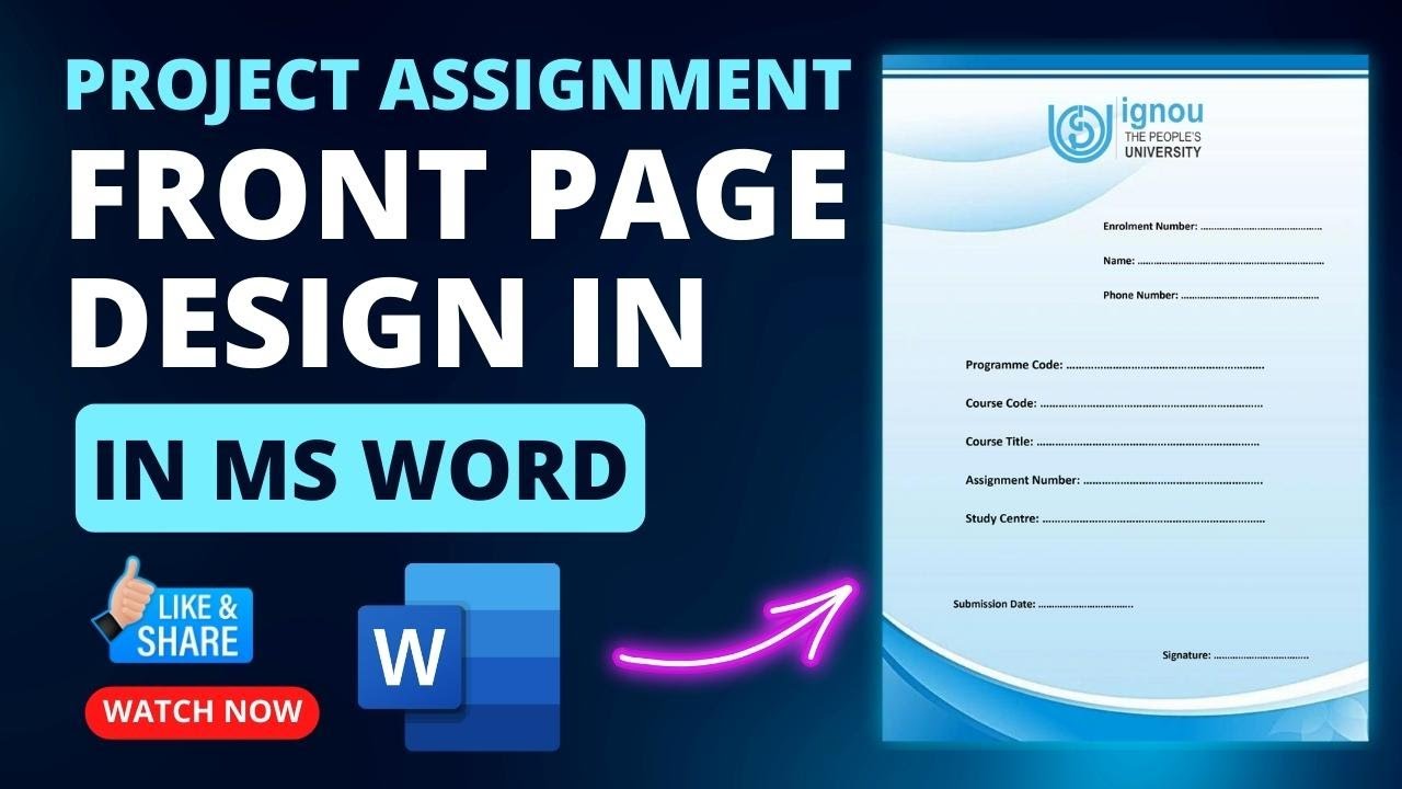Ignou Assignment Cover Page Design Ignou Assignment First Page