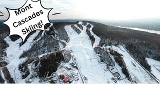 Skiing and hitting jumps with my dad at Mont Cascades