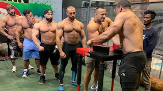 I ARM WRESTLED 5 OF THE BIGGEST GUYS IN THE GYM!