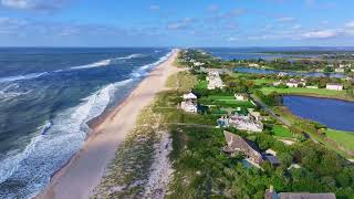 Hamptons Drone View of Southampton Village Coastline, Manisions