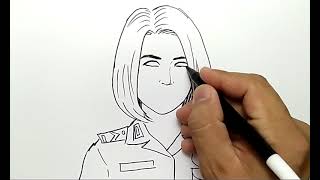 CANTIK BANGET, cara menggambar polisi wanita