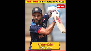 Most Runs In International Cricket 🤔 Top 10 Batsman 🔥 #shorts #cricket #viratkohli