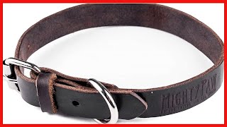 Mighty Paw Leather Dog Collar | Distressed Real Genuine Leather and a Strong Metal Buckle