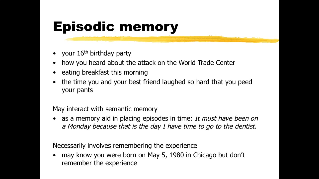 Semantic And Episodic Memory - YouTube