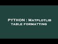 PYTHON : Matplotlib table formatting