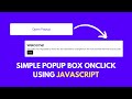 Simple Popup Box Onclick using JavaScript (Easy)