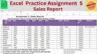 Excel Practice Assignment 5 | Excel Formula | Excel Basics Of Data Analysis | #excelforbegginers