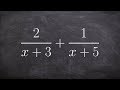 Add two rational expressions and then label the constraints of the solution