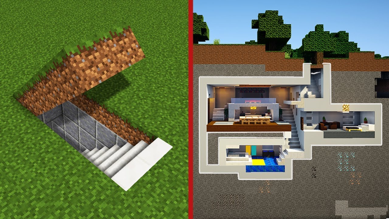 Minecraft: How To Build A Modern Secret Base Tutorial - (Hidden House ...