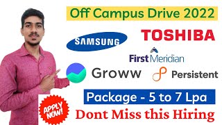 Samsung Recruitment 2022 for Freshers | Toshiba Recruitment 2022 | FirstMeridian Off Campus Drive