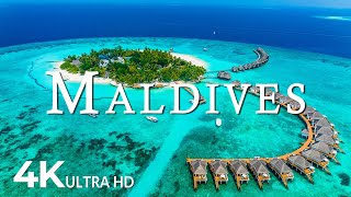 FLYING OVER MALDIVES (4K UHD) - Soothing Music Along With Beautiful Nature Video - 4K Video Ultra HD