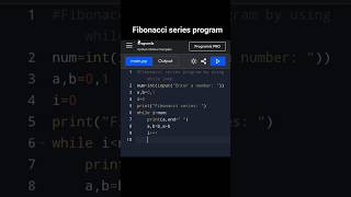 Fibonacci series program by using (while loop)-python #coding #programming #python