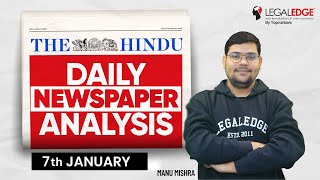 The HINDU for CLAT 2024 (7th Jan) | Current Affairs by LegalEdge | Daily Newspaper Analysis (Hindi)