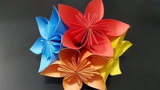 Origami Kusudama Flower Tutorial | How to Make Kusudama  Paper Flower | Easy Origami Instructions