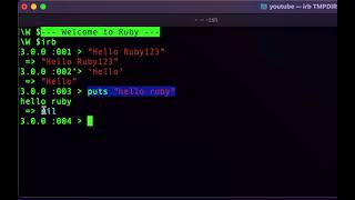 Introduction to Ruby and Interactive Ruby (irb)