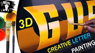 3D Painting Ideas Letter Writing in English Paper Folding Golden Colour - key of arts