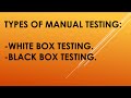 Types of Manual Testing | White Box Testing | Black Box Testing