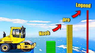 Which construction vehicle can jump the highest obstacle?