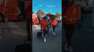 BAYERN MÜNCHEN PLAYERS ON THE ROAD TO BERLIN WITH THE BUS