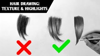 How to Draw Hair : Texture  & Highlights | Tutorial for beginners