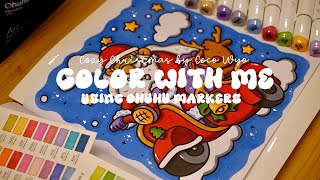 Color with me (ASMR) 🎅🏼❄️ 'Cozy Christmas' by Coco Wyo using Ohuhu markers 🌱✏️ #adultcoloring #asmr