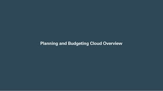 Planning and Budgeting Cloud Overview