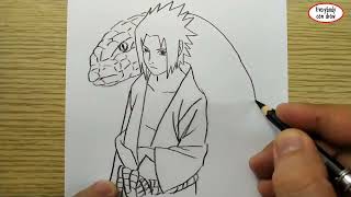 VERY EASY , How to draw sasuke from naruto / learn drawing academy