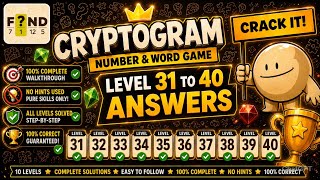CRYPTOGRAM Number & Word Game | Level 31-40 Walkthrough