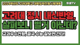 2024학년도 고려대학교의 정시 내신 반영, 살펴보니 아무것도 아니네?