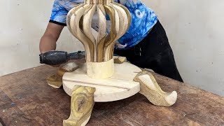 Woodworking Art - Skilled Craftsmanship To Create Unique Table With Stunning Vase Shaped Base Design