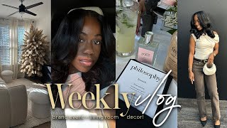 weekly vlog | living room decor + brand event + diy pampas christmas tree \u0026 more!