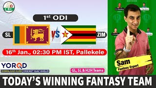 SL vs ZIM Dream11 Prediction, Sri Lanka vs Zimbabwe 1st ODI match Playing11 GL H2H Fantasy Team