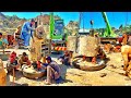 Awesome Skill of Opening Jaw Crusher fly wheel |Opening of hard tight Bearing|Hydraulic jack fitting