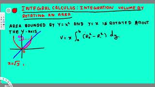 Integral Calculus - Integration  Volume by Rotating an Area   y=x^2,y=x About the y axis