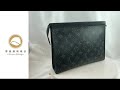 【雪曼國際精品】lv m61692 mm系列monogram eclipse帆布拉鍊手拿~二手9成新