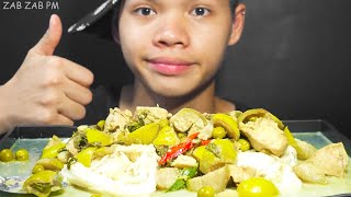 ASMR!เสียงกินขนมจีนแกงเขียวหวานไก่ ข้นมันนัวมาก/ASMR Rice Noodles in Green Curry with chicken