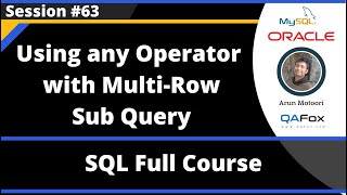 SQL - Part 63 - Using Any Operator in Multi Row Sub Query