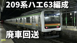 【209系ハエ63編成  廃車回送】