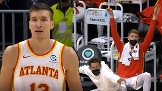 Bogdan Bogdanović 6 3's - SCORES 32 PTS - Trae Young and Kevin Huerter HAVING FUN on the BENCH