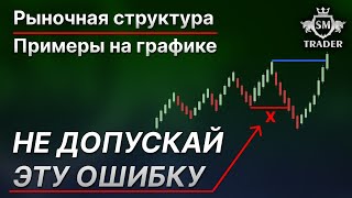 СТРУКТУРА РЫНКА. КАК ПРАВИЛЬНО определять? Примеры на реальном графике  | Smart Money Трейдинг