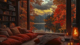 Relax With The Soothing Sounds of Jazz Music💧Autumn Rain Scene in A Cozy Space For Stress Relief