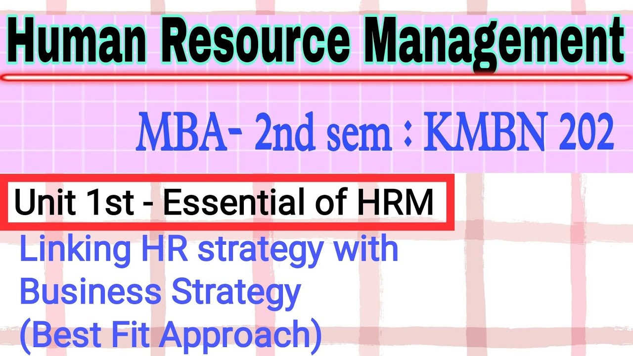 Linking HR Strategy With Business Strategy || Meaning Of 'Best Fit ...