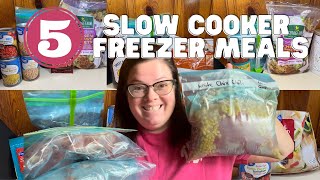 5 DUMP AND GO Slow Cooker Freezer Meals! | Quick and Easy Tasty Crockpot Dinners