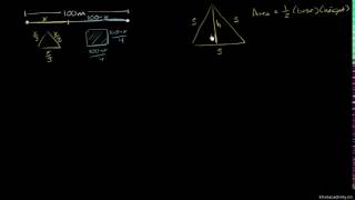 Expression for combined area of triangle and square