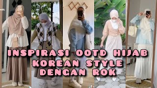 INSPIRASI OOTD HIJAB KOREAN STYLE DENGAN ROK, REMAJA KEKINIAN, OOTD KE KAMPUS, LINK PRODUK