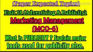 MCO 6: UNIT 18: CONCEPT OF PUBLICITY \u0026 IT'S TOOLS : JUNE/DECEMBER EXAMS