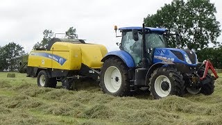 Baling for Haylage on the slopes with New Holland T7.210 \u0026 NH Baler