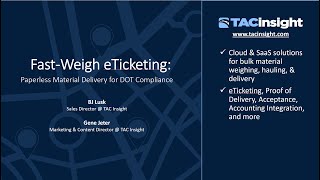 WEBINAR - Fast-Weigh eTicketing: Paperless Material Delivery for DOT Compliance