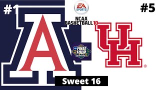 Sweet 16 - #1 Arizona vs #5 Houston - NCAA Basketball 10 Simulation!